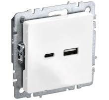 IEK BRITE BASE Белый Розетка USB A+C 18Вт РЮ11-1-БрБ