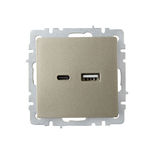 BRITE Роз. USB A+C 18Вт РЮ11-1-БрШ шамп. IEK