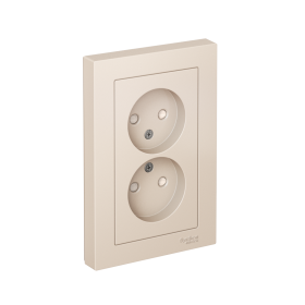 Systeme Electric AtlasDesign Беж Розетка б/з двойная, со шторками,16А, в сборе