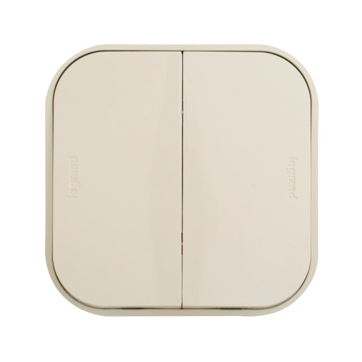 Переключатель двухклавишный - Legrand Quteo - IP20 10A 250В винтовые зажимы накладной монтаж - слоновая кость