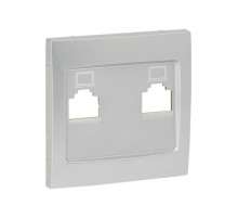EKF PROxima Валенсия лицевая панель розетки RJ-45 2-местная сталь.