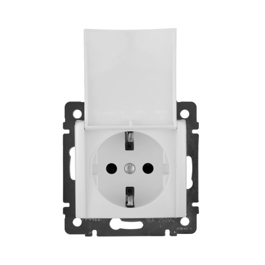 Розетка с заземлением - Legrand Valena - со шторками с защитной крышкой 16А 250В винтовые зажимы - белый