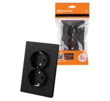 TDM Розетка двойная 2П+З 16А 250В черная 