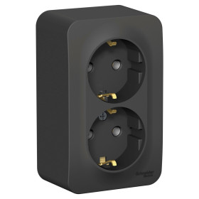 Systeme Electric Blanca наруж Антрацит Розетка 2-ая с/з без шторок, 16А, 250В
