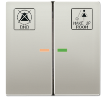 JUNG LS 990 Edelstahl Клавиша 2-ая с красной и зелёной линзами, с символами DND и Make up room