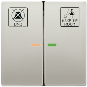 JUNG LS 990 Edelstahl Клавиша 2-ая с красной и зелёной линзами, с символами DND и Make up room