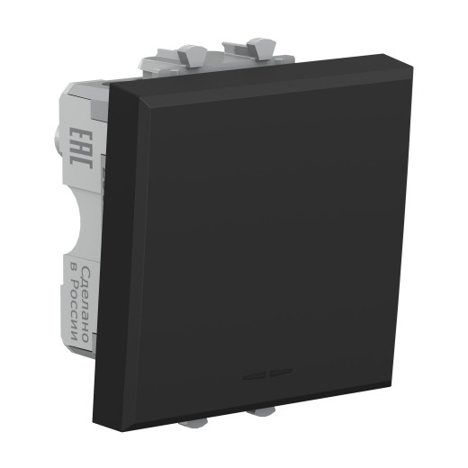 Переключатель одноклавишный модульный, Avanti, черный матовый, 2 модуля