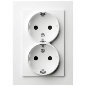 Jasmart G Белый глянцевый Розетка с/з двойная со шторками 16A 250V~