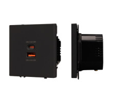 Arlight Механизм розетки с быстрой USB зарядкой SCT-NOBE-MUAC-SFPL-FC-BK (65W, QC3) (-)