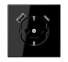 JUNG SCHUKO Черный Розетка с USB-зарядным устройством, тип A + тип С; термопласт
