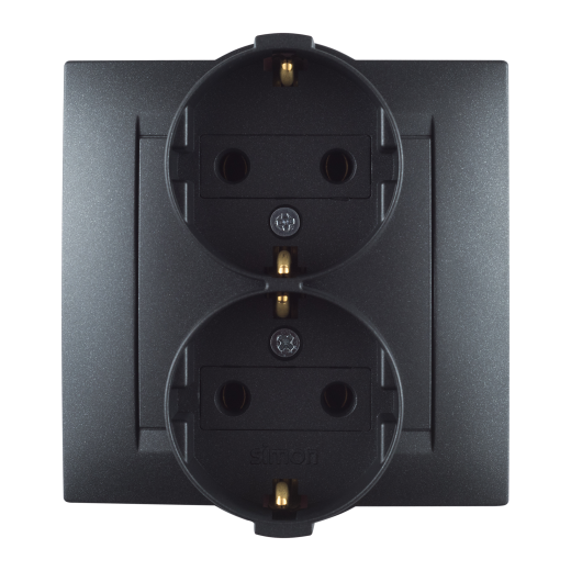 Розетка двойная с заземл. 2х2Р+Е, 16А, 250В, винт. зажим, графит