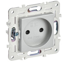 IEK SKANDY Серебряный Розетка б/з с защитными шторками 10А SK-R01S