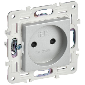 IEK SKANDY Серебряный Розетка б/з с защитными шторками 10А SK-R01S