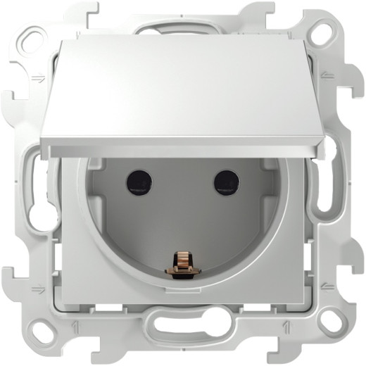 Розетка 2К+3 Sсhuko IP44 c крышкой и защитными шторками, белый