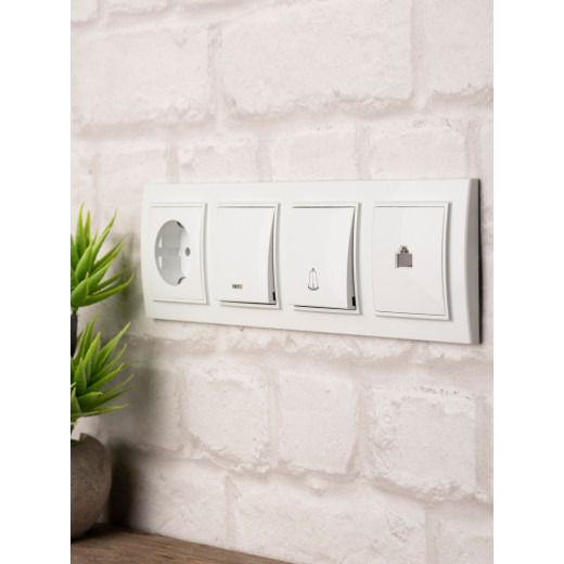 Минск Рамка 4-местная горизонтальная белая EKF Basic