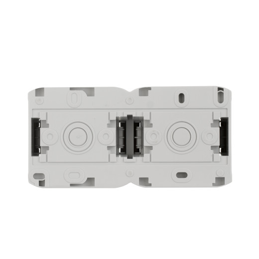 Блок выключатель и розетка с заземлением с защитными шторками - Legrand Quteo - IP44 16А 250В винтовые зажимы накладной монтаж - серый