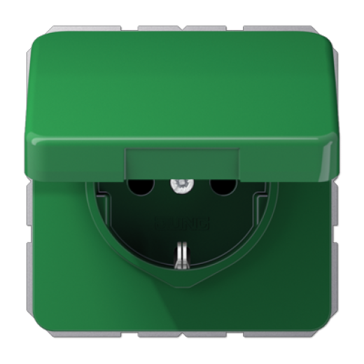 Штепсельная розетка SCHUKO 16A 250V~ с защитой от детей, влагозащищенная, зеленая