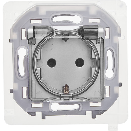 Розетка с заземлением IP44 - Legrand/Daccord Inspiria - со шторками с защитной крышкой 16А 250В винтовые зажимы - алюминий