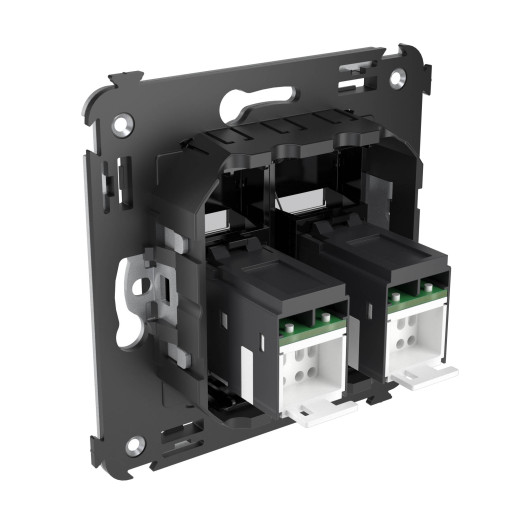 Компьютерная розетка RJ-45 в стену, кат.5e двойная, Avanti, черный квадрат