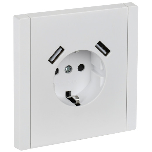 FORTE&PIANO Роз. з/к/ш в/к 16А USB A+A 3,1А FP245 бел. IEK