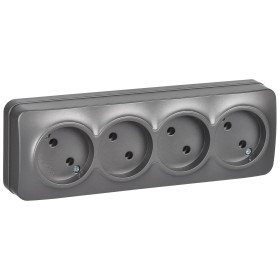 IEK GLORY Роз. 4-я без з/к/ш о/у 10А РС24-2-ХСм сталь м.