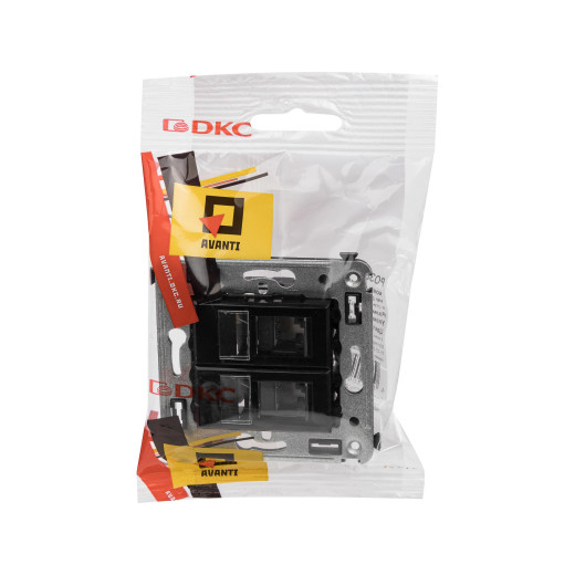 Компьютерная розетка RJ-45 в стену, кат.6А двойная, Avanti, черный квадрат