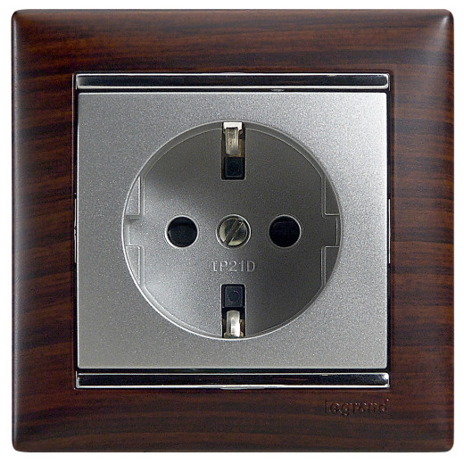 Рамка 1 пост - Legrand Valena - темное дерево/серебряный штрих