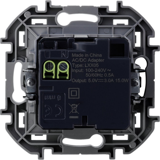 Зарядное устройство USB тип А+С - Legrand Inspiria - 3000мА 5В - антрацит