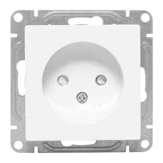 Механизм розетки, 16А, без заземления, со шторками, белый Эпика EKF