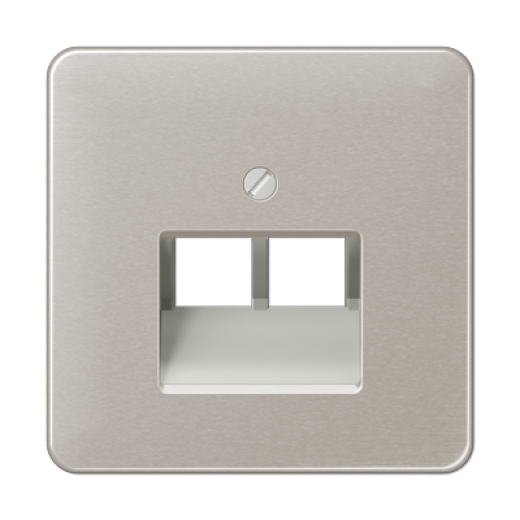 Крышка для сдвоенной телефонной и компьютерной розетки UAE, платина