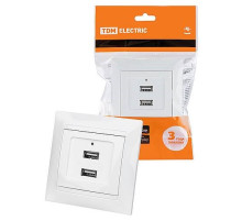 TDM Розетка 2USB порт 2,1А 5В белая 