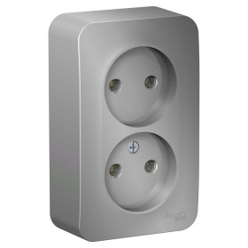 Systeme Electric Blanca наруж Алюминий Розетка 2-ая б/з без шторок, 16А, 250В