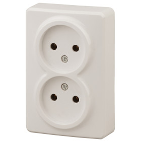 ЭРА Розетка Эксперт 11-2202-02 двойная 2х2P 16A-250В IP20 ОУ слоновая кость