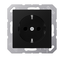 JUNG A Flow/A 550 Черный матовый Розетка 16A 250V с защитой от детей, SCHUKO