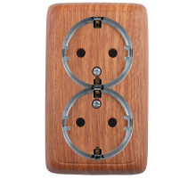 Hegel Альфа наруж Дуб РА16-184-05 Розетка с/з двойная, со шторками, с изол. пластиной