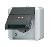 JUNG Штепсельная розетка SCHUKO с полем для надписи для накладного монтажа IP44