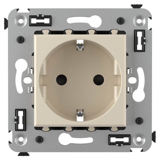 Розетка в стену, 2P+E, с з/ш, Avanti, ванильная дымка
