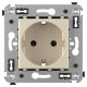 Розетка в стену, 2P+E, с з/ш, Avanti, ванильная дымка