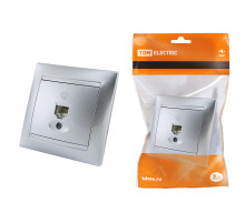 TDM Розетка телефонная RJ11 серебр. металлик 