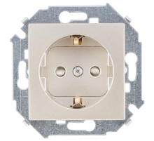 Simon 15 Шампань Розетка с/з, со шторками, 16А, 250В, винт.зажим