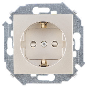 Simon 15 Шампань Розетка с/з, со шторками, 16А, 250В, винт.зажим