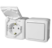 Legrand Quteo Белый Блок Выключатель 1-кл+роз с/з с шт IP44.