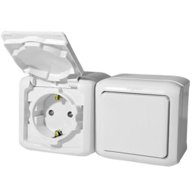 Legrand Quteo Белый Блок Выключатель 1-кл+роз с/з с шт IP44.