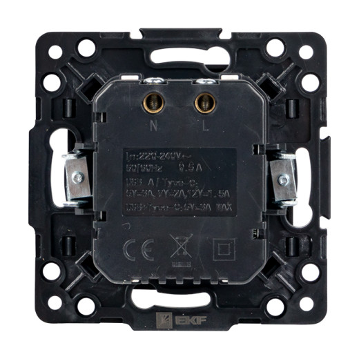 Стокгольм Механизм Розетки с 2USB type-A + type-C черный EKF PROxima