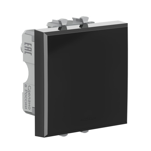 Кнопка одноклавишная модульная, Avanti, черный квадрат, 2 модуля