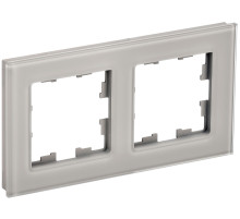 IEK BRITE DECOR Дымчатый глянец стекло Рамка 2-м РУ-2-2-БрД