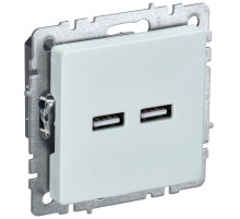 IEK BRITE BASE Жемчуг Розетка USB A+A 3,1А РЮ10-1-БрЖ