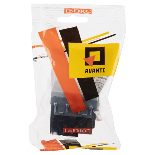 Розетка с крышкой модульная, 2P+E, с з/ш, Avanti, закаленная сталь, 2 модуля