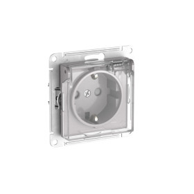 Systeme Electric AtlasDesign Aqua Алюминий Розетка с зазем. со шт. с прозрач. крыш, 16А, IP44, мех., быстрозажим. клем.