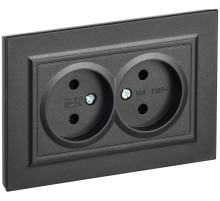 IEK BRITE Черный Розетка 2-я без з/к/ш 10А в сборе РС12-2-БрЧ
